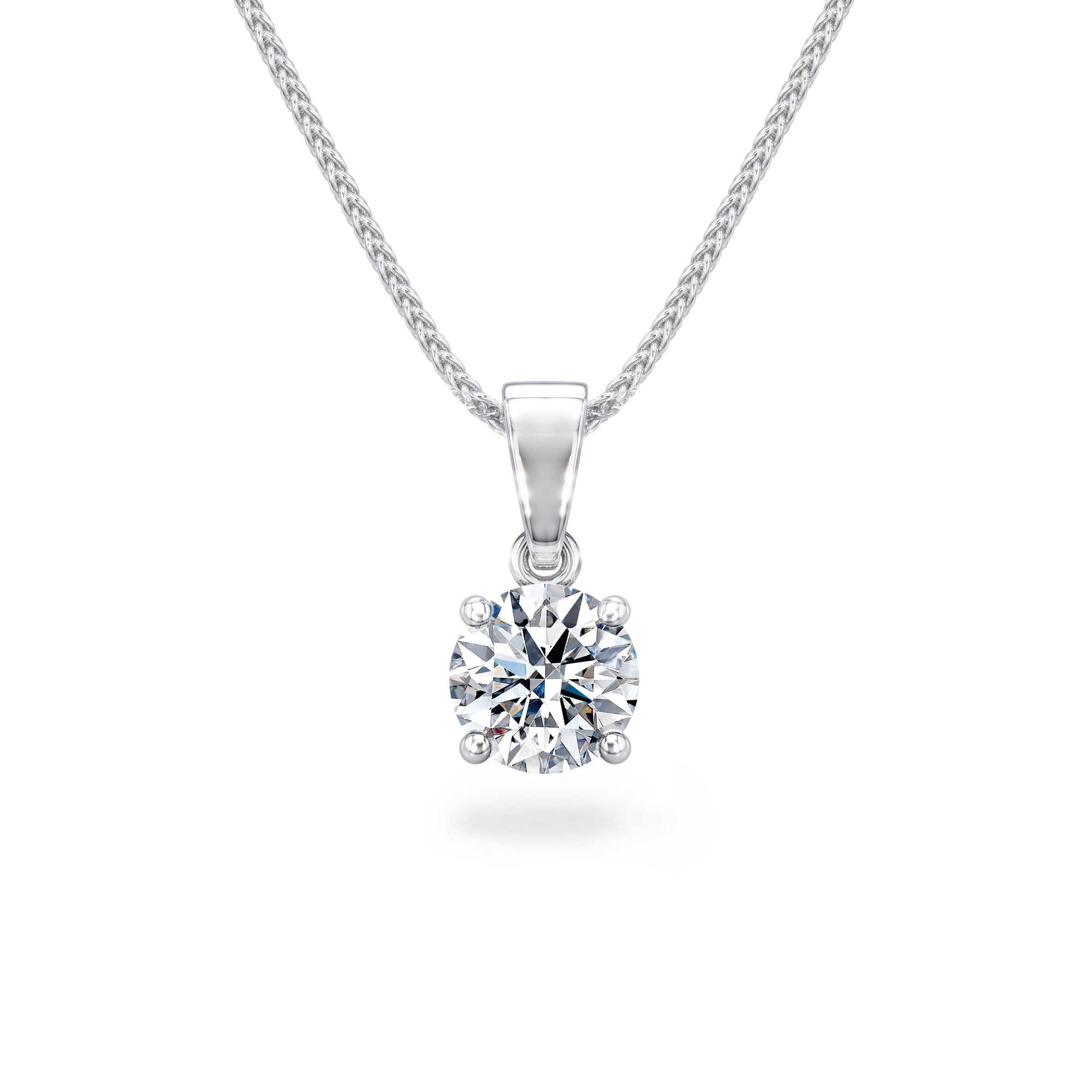 Shimansky 1ct Solitaire Diamond Eight Hearts Pendant in 18K White Gold Front View