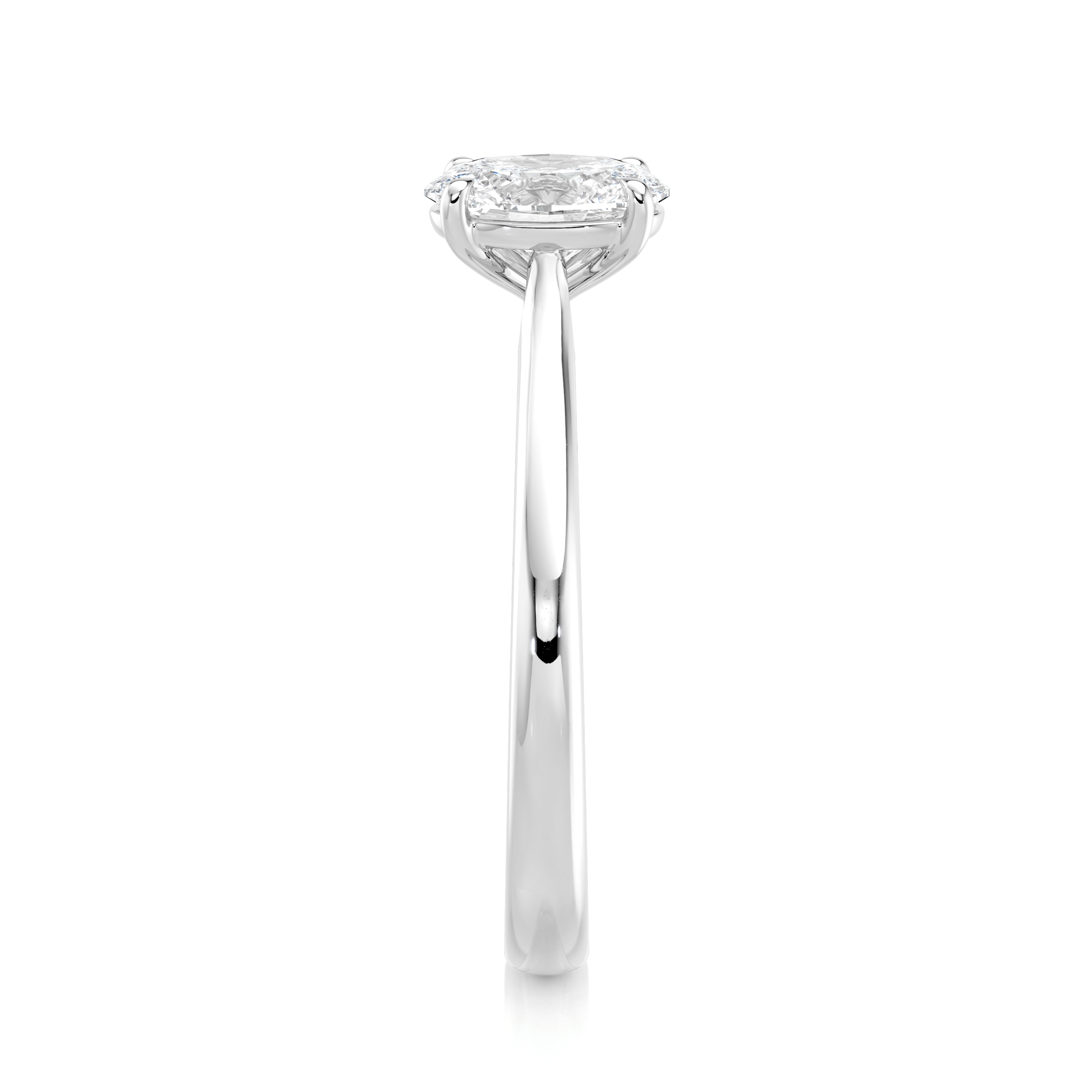 Shimansky 0.6ct Oval Solitaire Diamond Engagement Ring Platinum Platinum Profile View