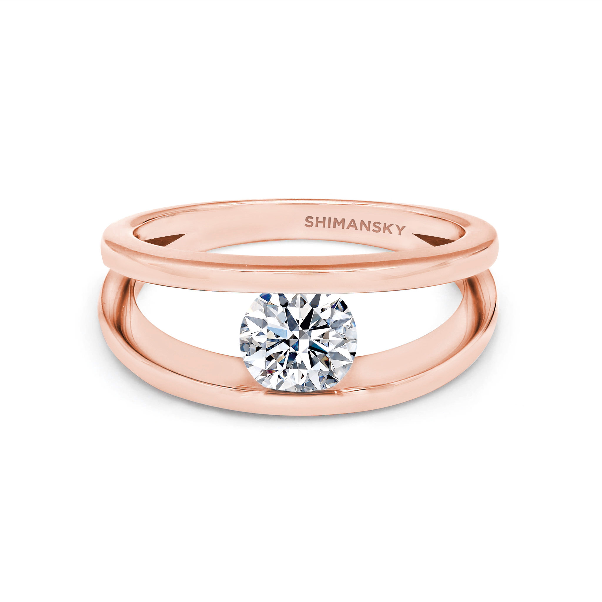 Shimansky 0.7 TCW Millennium Iconic Eight Hearts Ring in 18K Rose Gold Front View