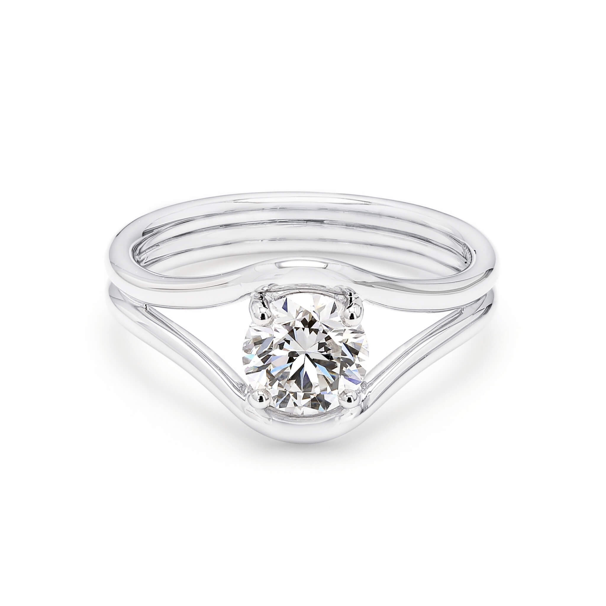 Shimansky - Double Silhouette Diamond Engagement Ring 0.70ct Crafted in 18K White Gold