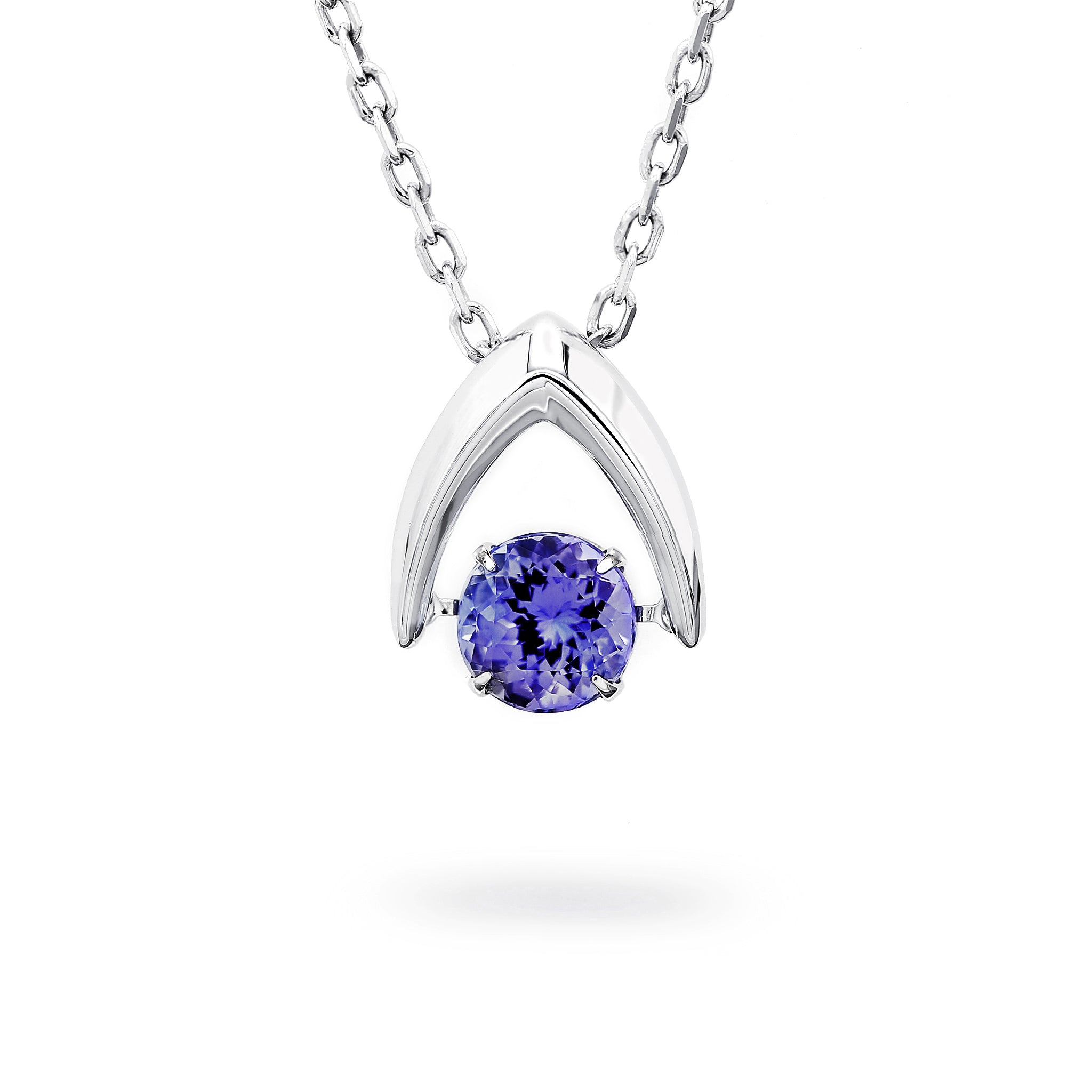  SHIMANSKY.CO.ZA -  Dancing Tanzanite Pendant - 14K White Gold - Front View