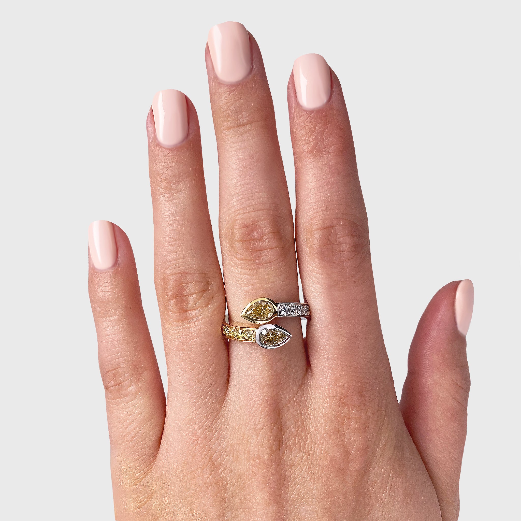 Pear Fancy Yellow Overlap Ring