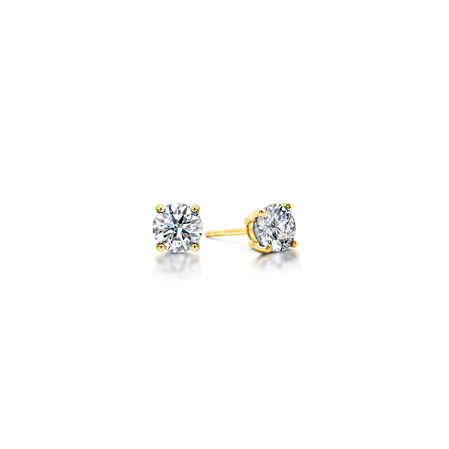 Shimansky 1.2 TCW Solitaire Eight Hearts Diamond Earrings in 18K Gold 3D View
