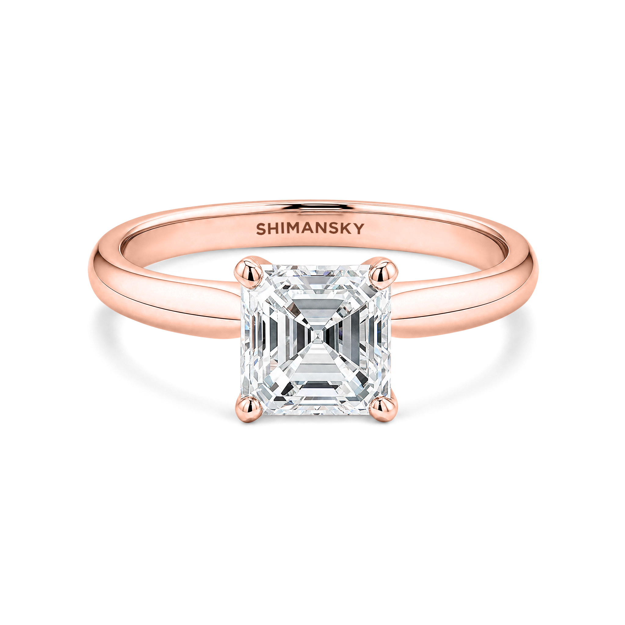 Square Emerald Diamond Solitaire  Ring