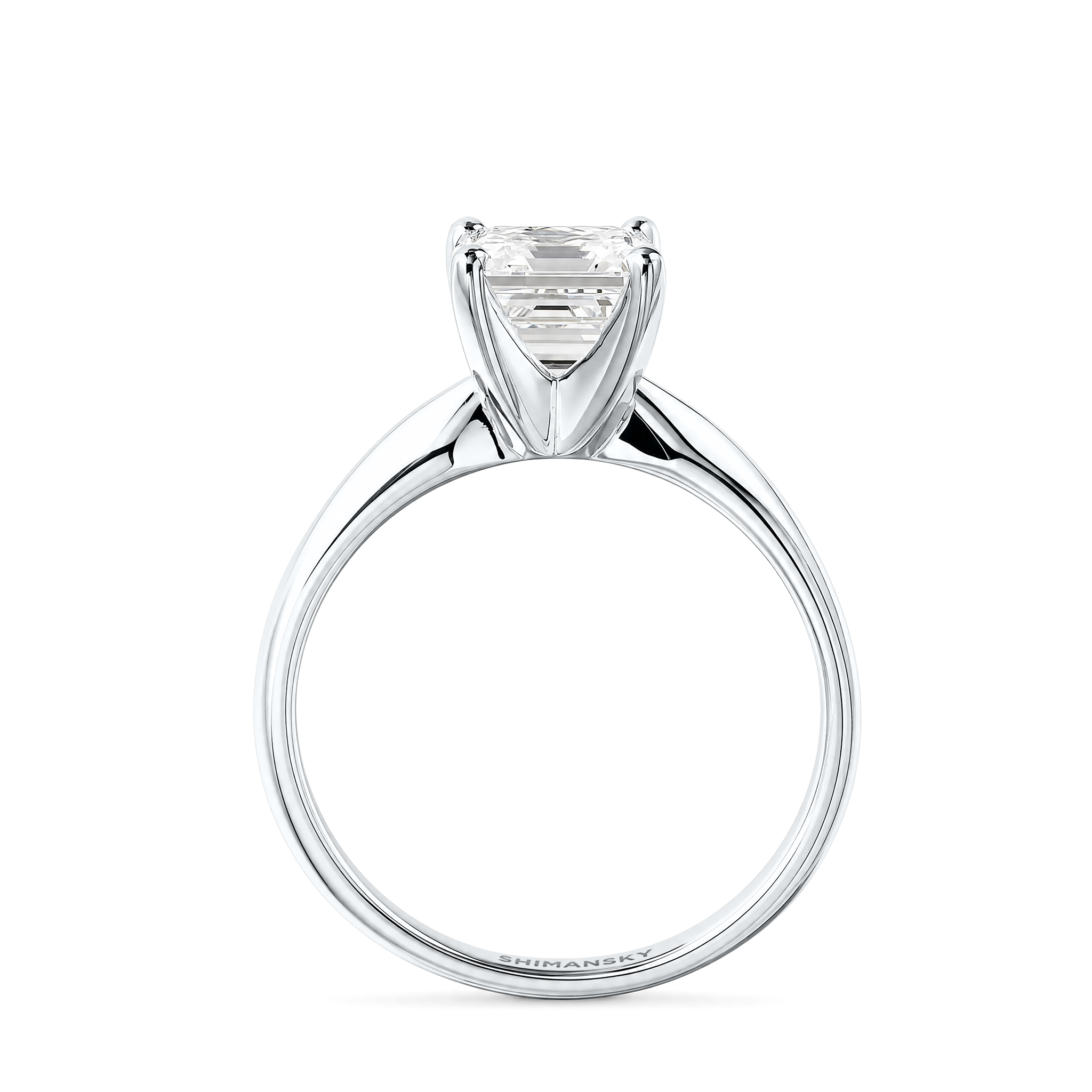 Square Emerald Diamond Solitaire  Ring