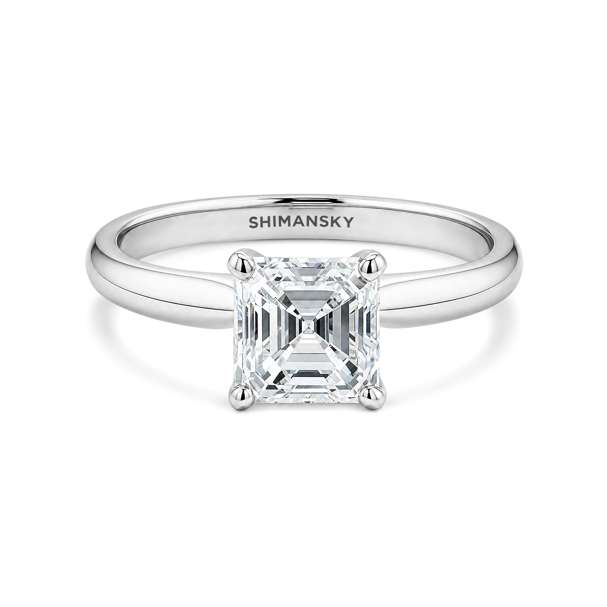Square Emerald Diamond Solitaire  Ring
