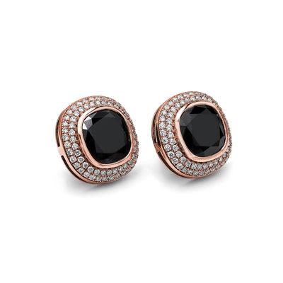 Cushion Black diamond Pave Earrings