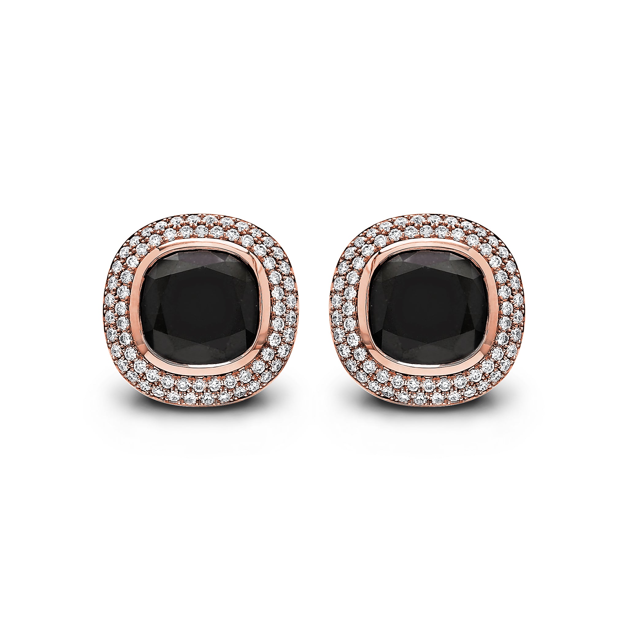  SHIMANSKY.CO.ZA -  Black Diamond Dress Earrings - 18K Rose Gold - Front View