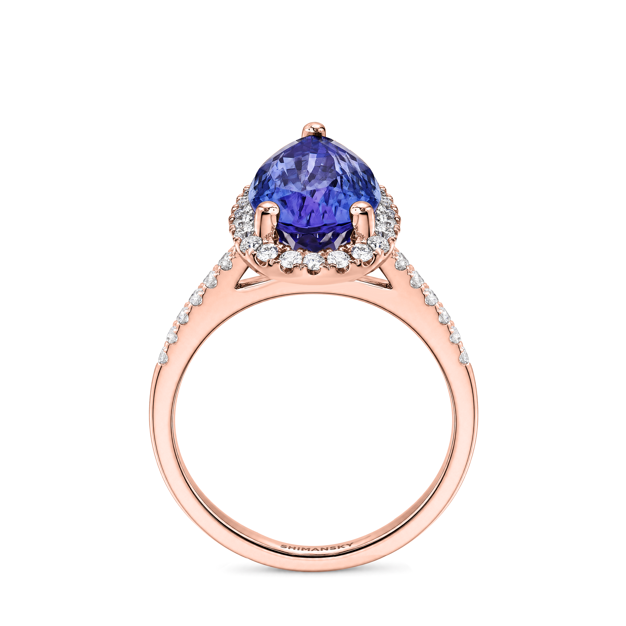 Microset Halo Pear Tanzanite Ring