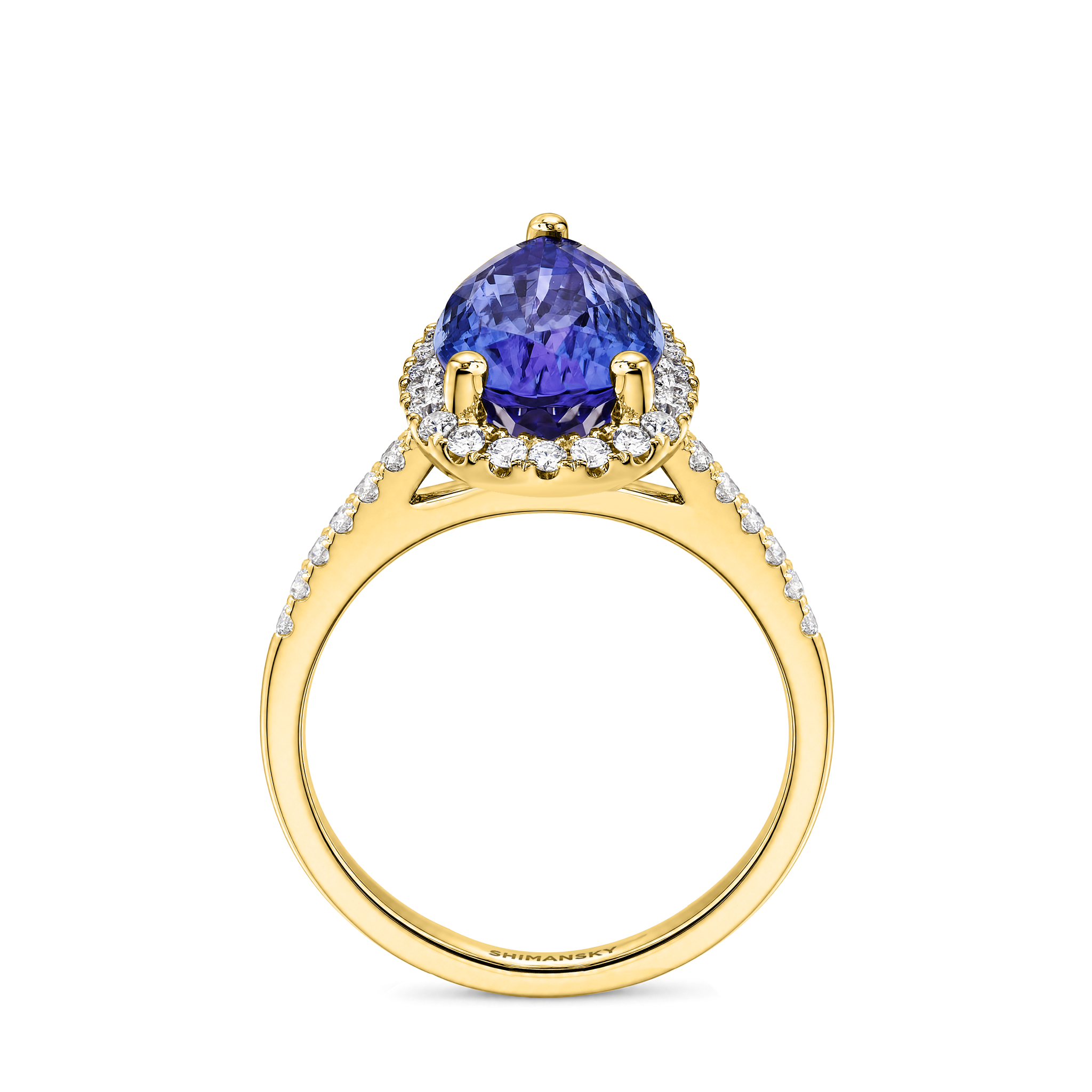 Microset Halo Pear Tanzanite Ring
