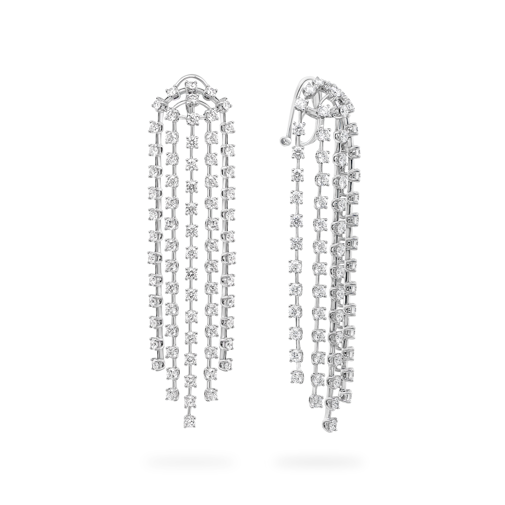 Shimansky 8 TCW Diamond Cascade Drop Earrings in 18K White Gold 3D View