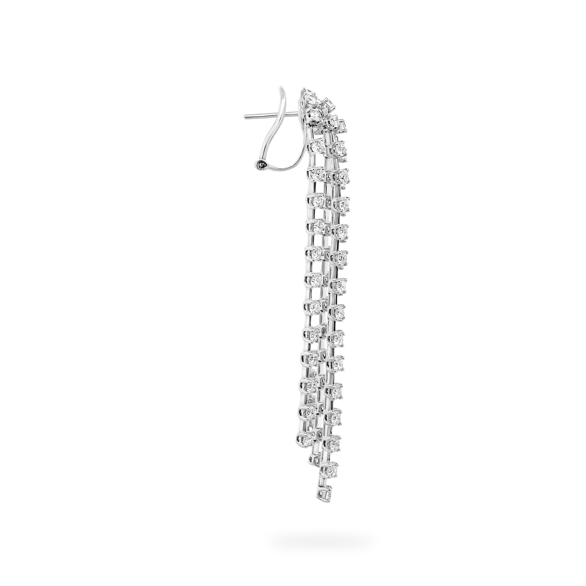 Shimansky 8 TCW Diamond Cascade Drop Earrings in 18K White Gold Side View