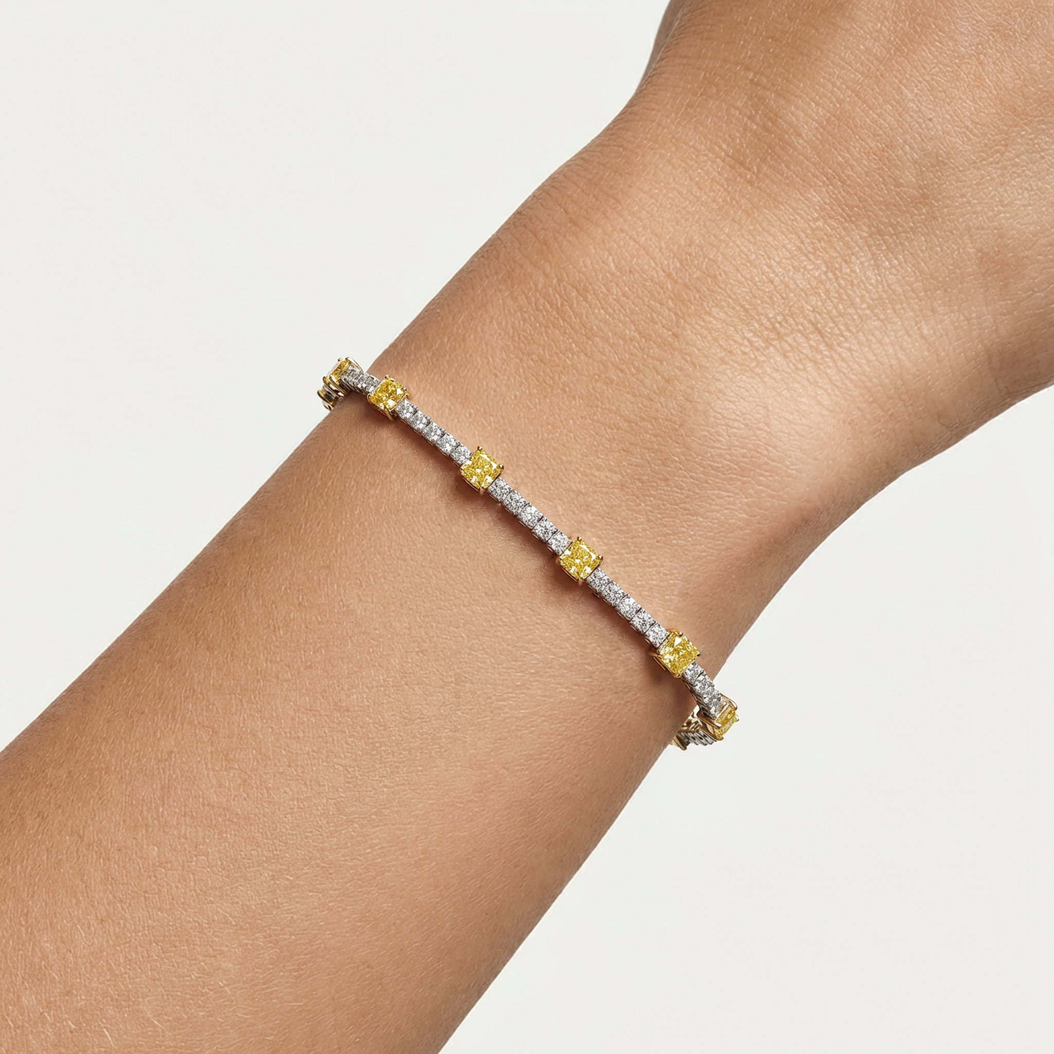 Pulsera de tenis de diamantes amarillos elegantes