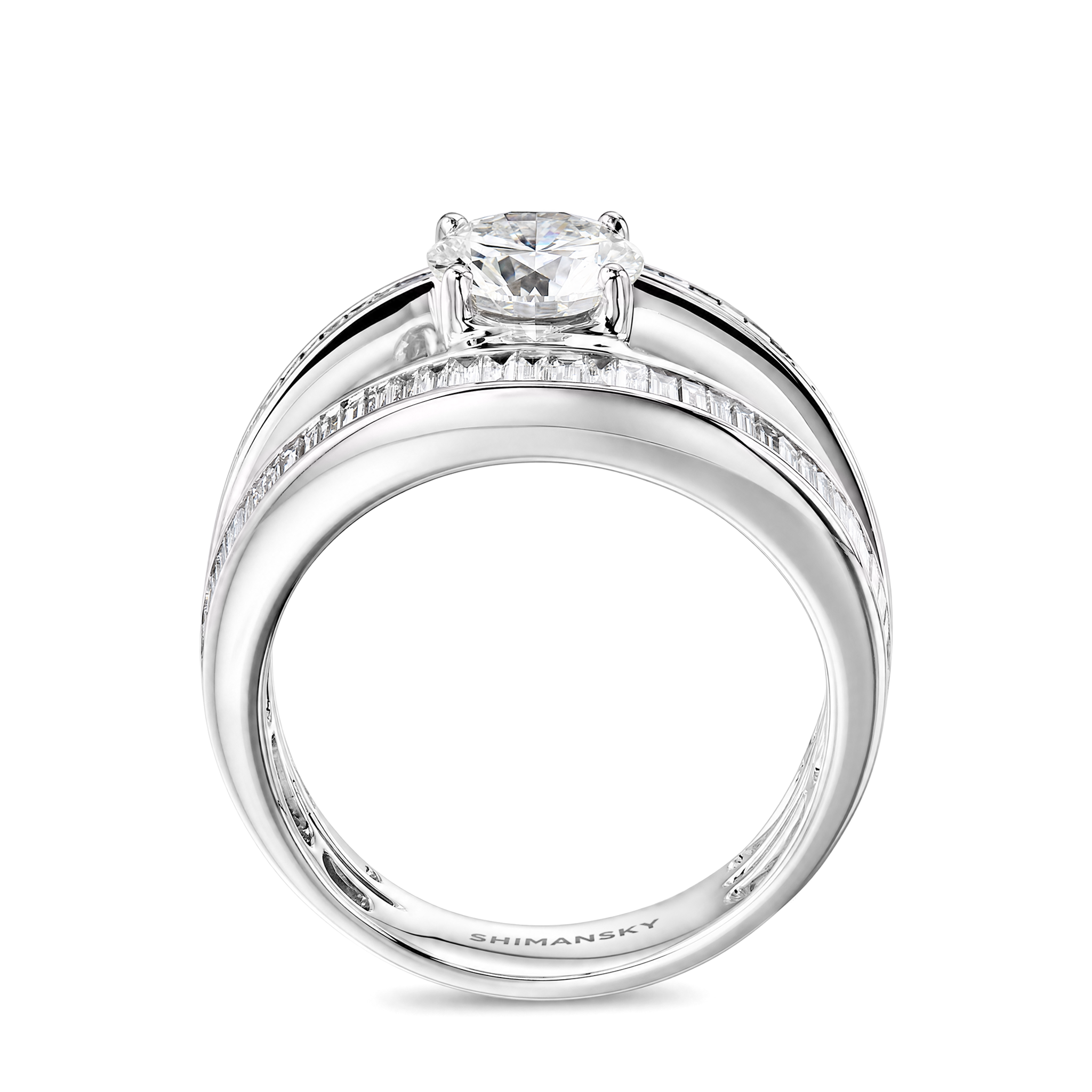 Baguette Split-Shank Diamond Ring