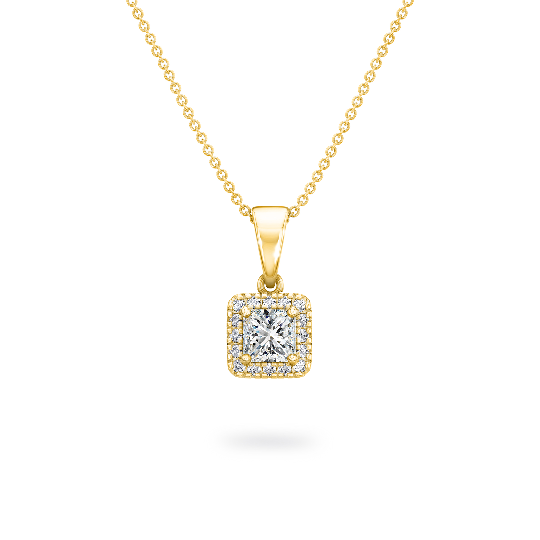 Shimansky 0.4 TCW My Girl Diamond Halo Pendant 18K Yellow Gold Front View