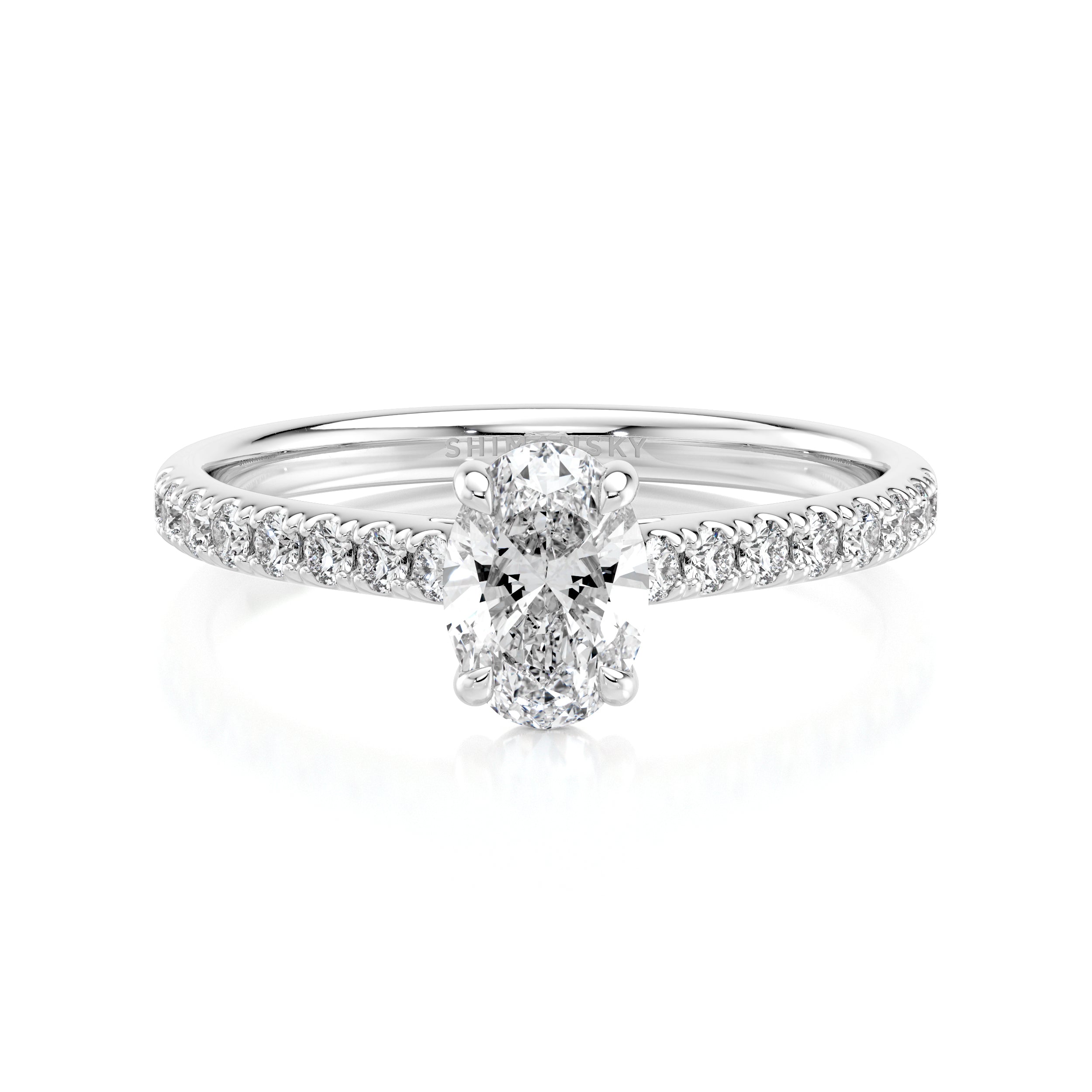 Oval Diamond Microset Engagement Ring