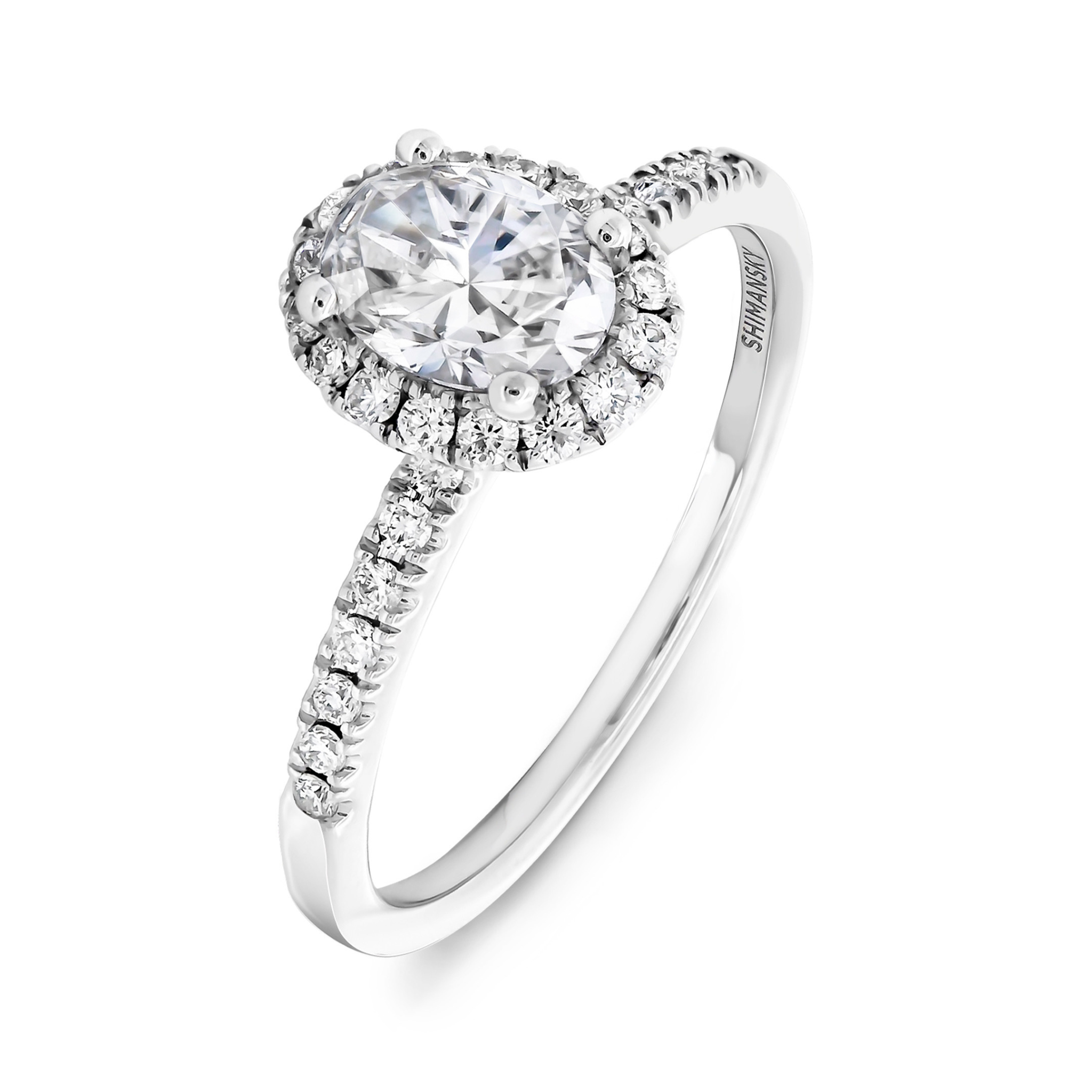 SHIMANSKY.CO.ZA -  Diamond Halo Engagement Ring - Platinum - 3D View