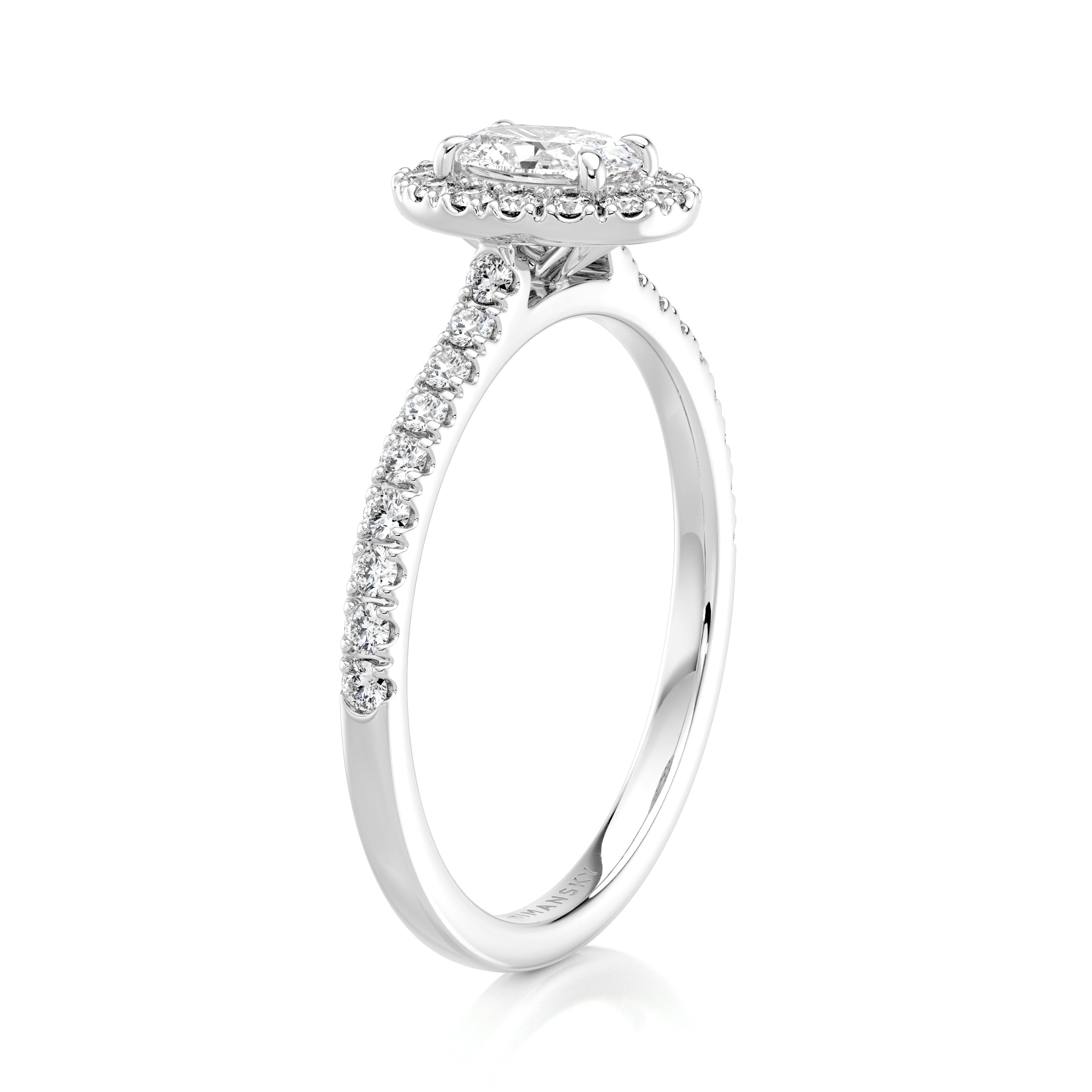 Oval Diamond Microset Halo Engagement Ring