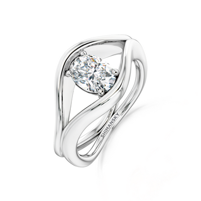 Bague de fiançailles en diamant de silhouette ovale