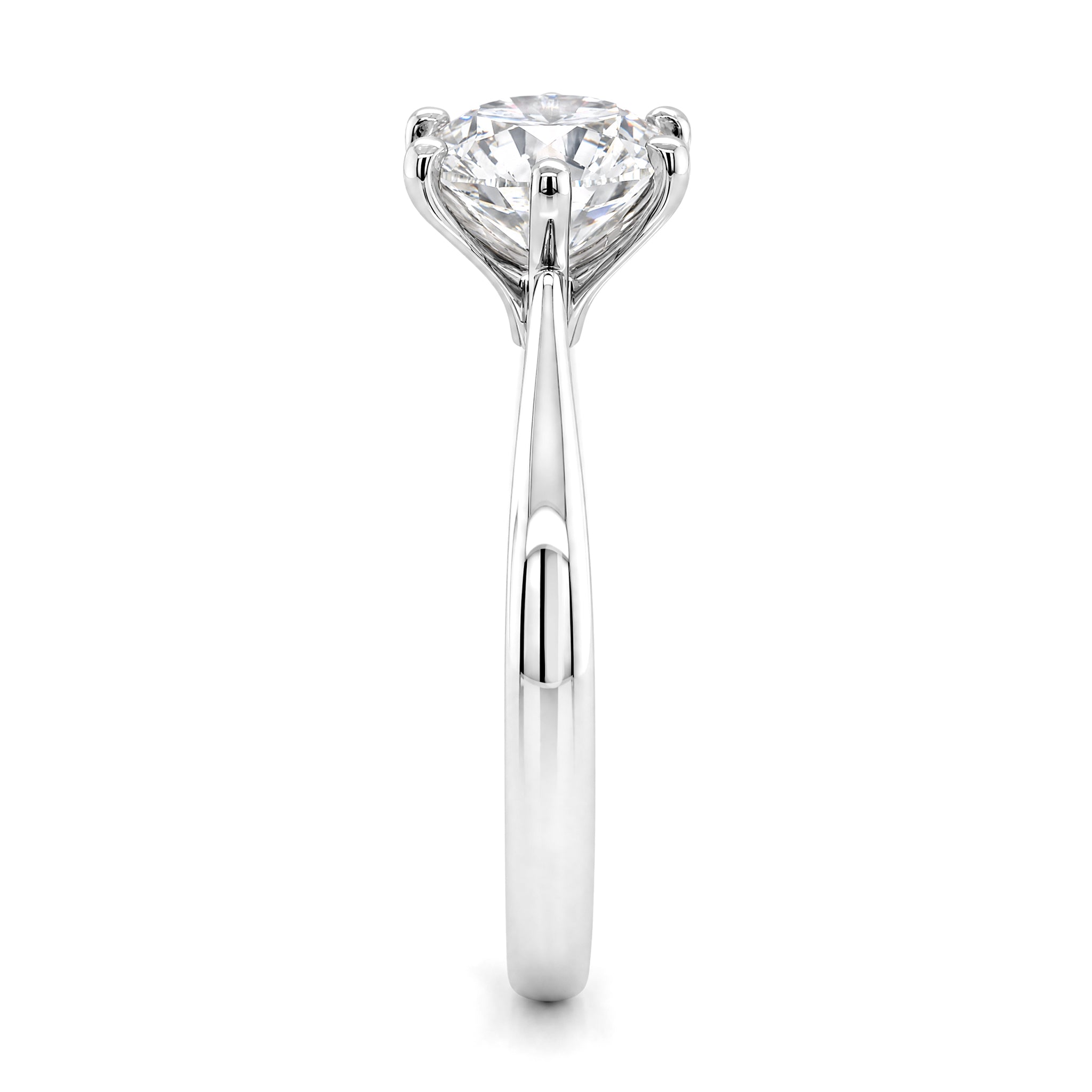 Shimansky 2.2 TCW Round Brilliant Diamond 6 Prong Ring in Platinum - Profile View