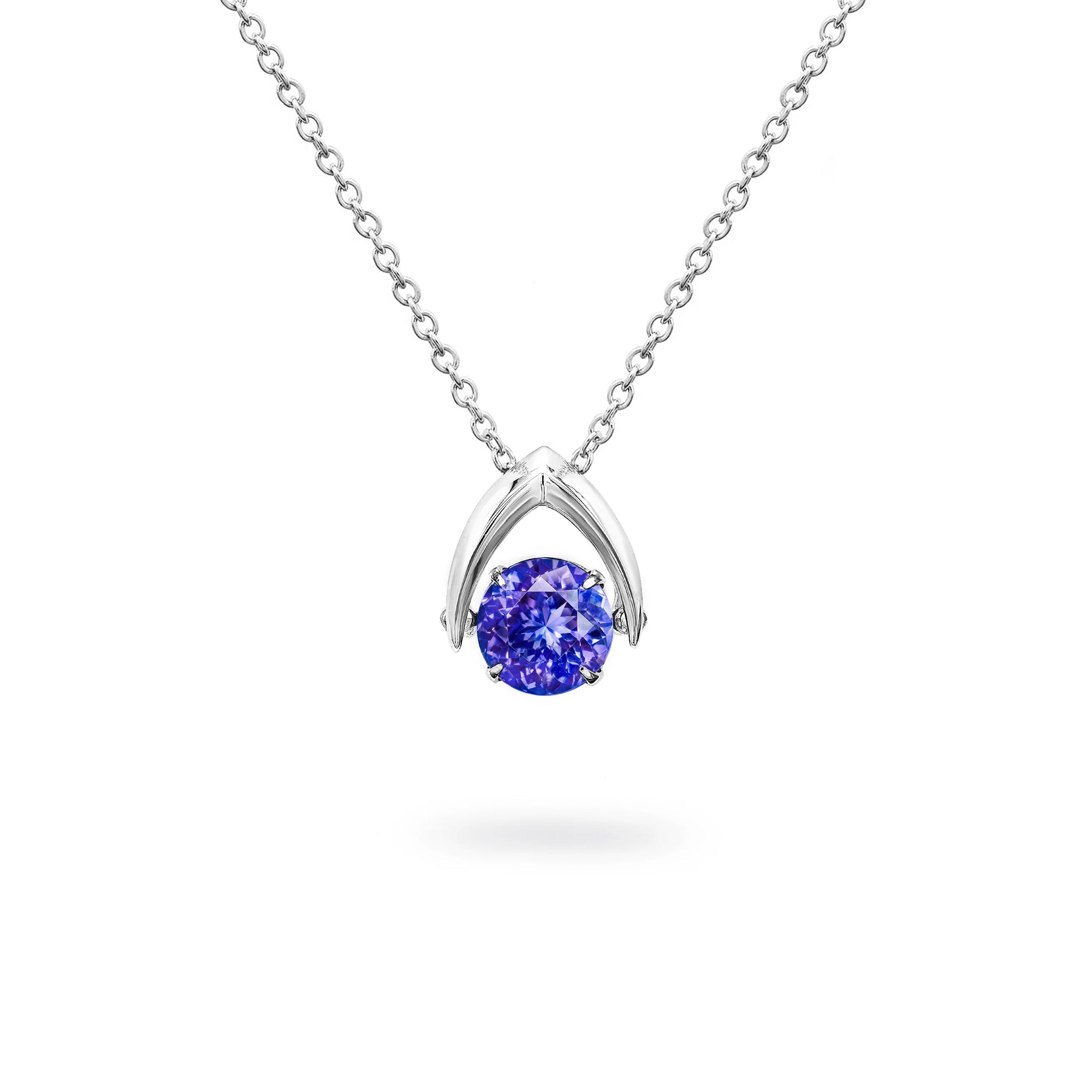 Shimansky 1ct Dancing Tanzanite Pendant 14K White Gold Front view