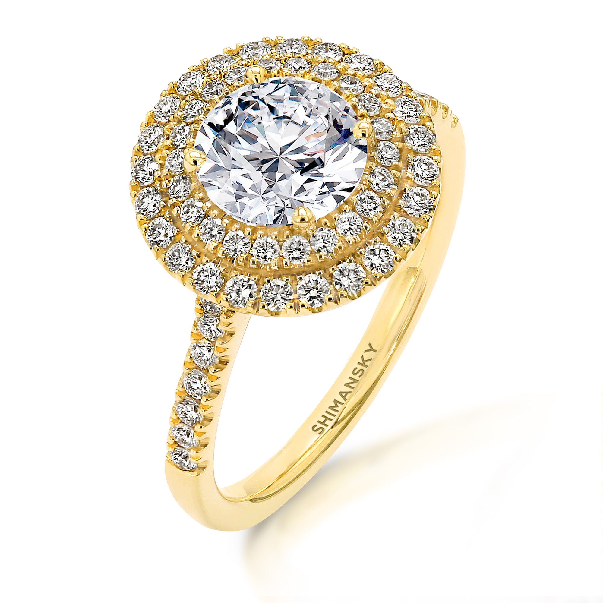 Double Halo Microset Eight Hearts Ring