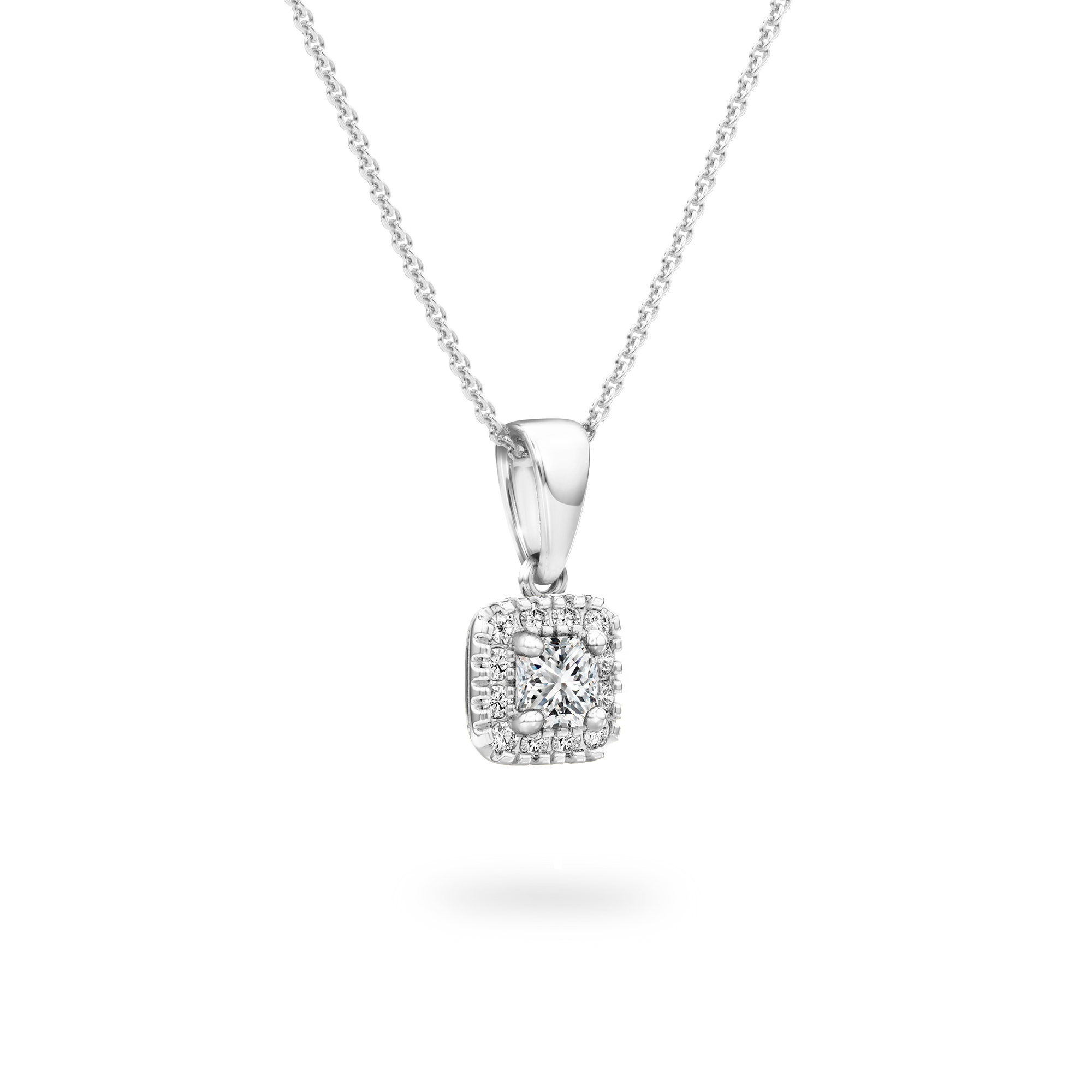 Shimansky - My Girl Diamond Halo Pendant 0.30 Carat Crafted in 18K White Gold 3D View