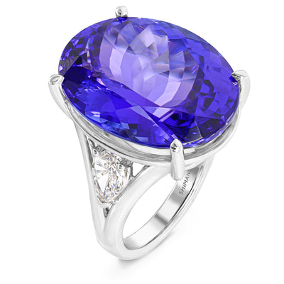 Oval Tanzanite & Diamond Dress Ring