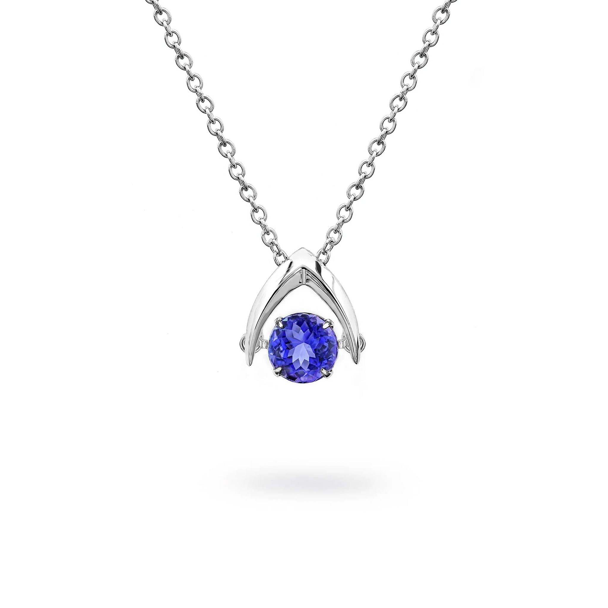 Shimansky 0.6ct Dancing Tanzanite Pendant 14K White Gold Front View