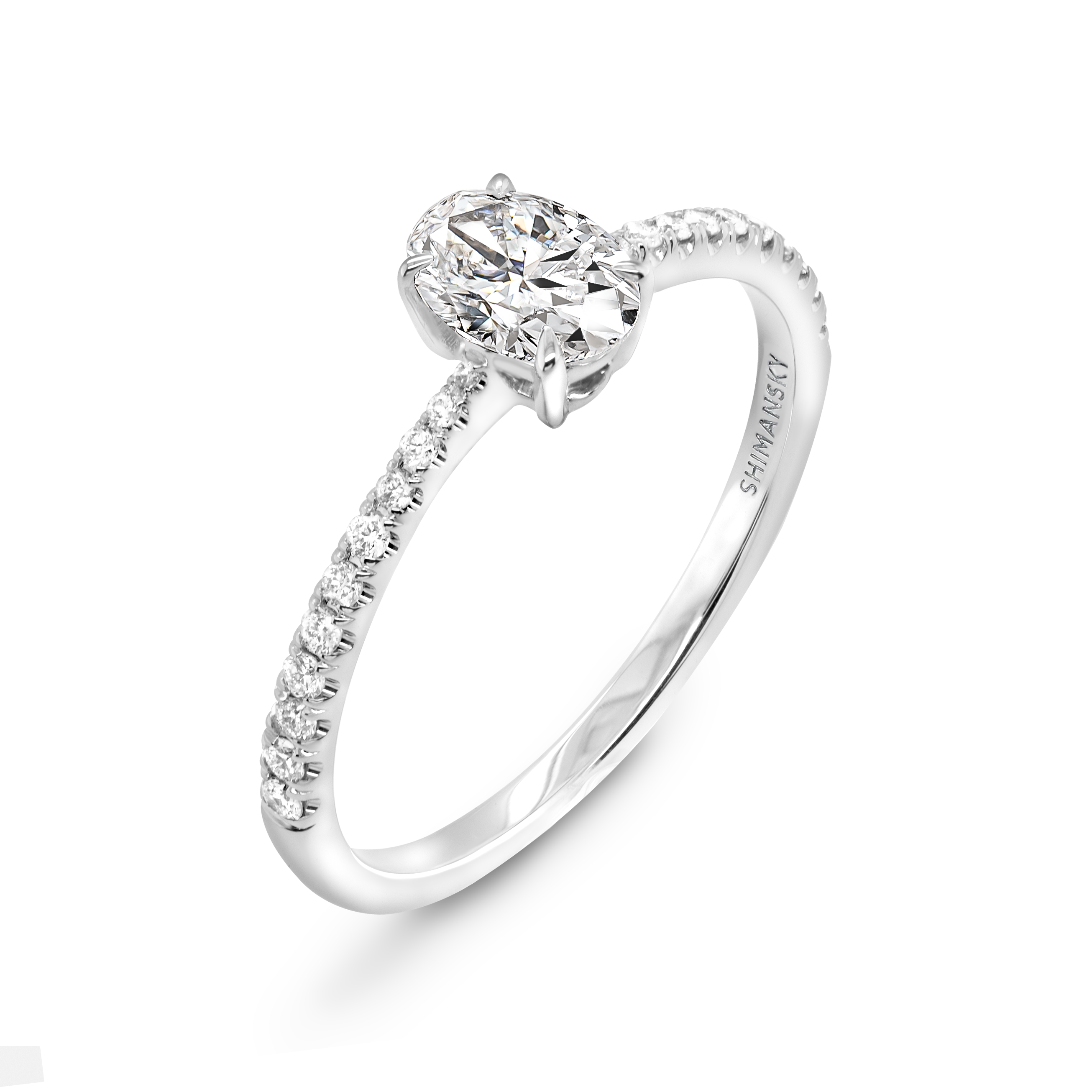 Oval Diamond Microset Engagement Ring