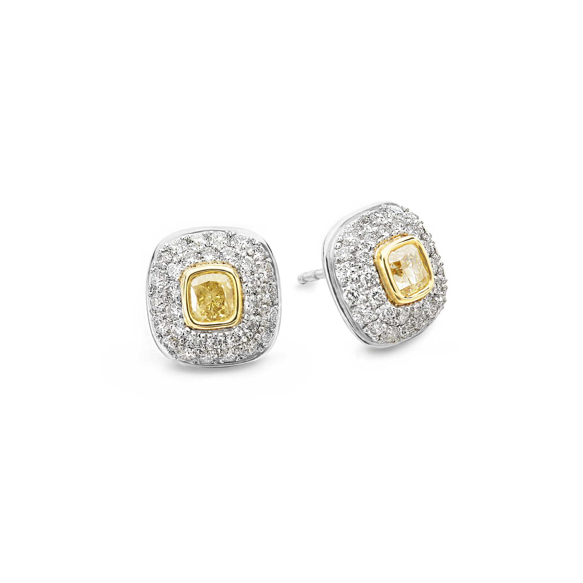 Yellow Diamond Halo Earrings
