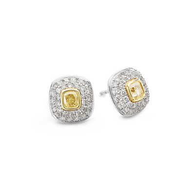 Gelbe Diamond Halo -Ohrringe
