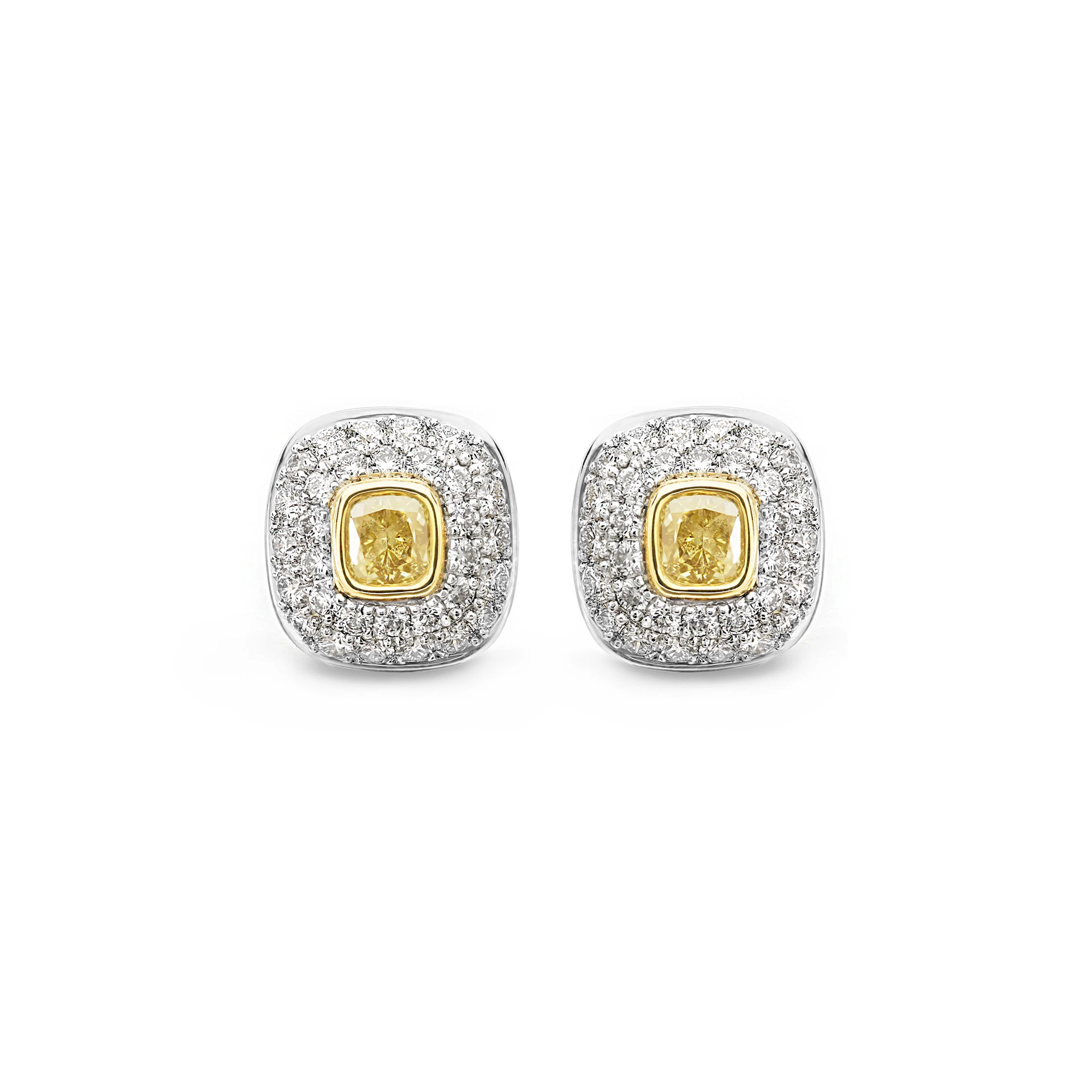 Yellow Diamond Halo Earrings