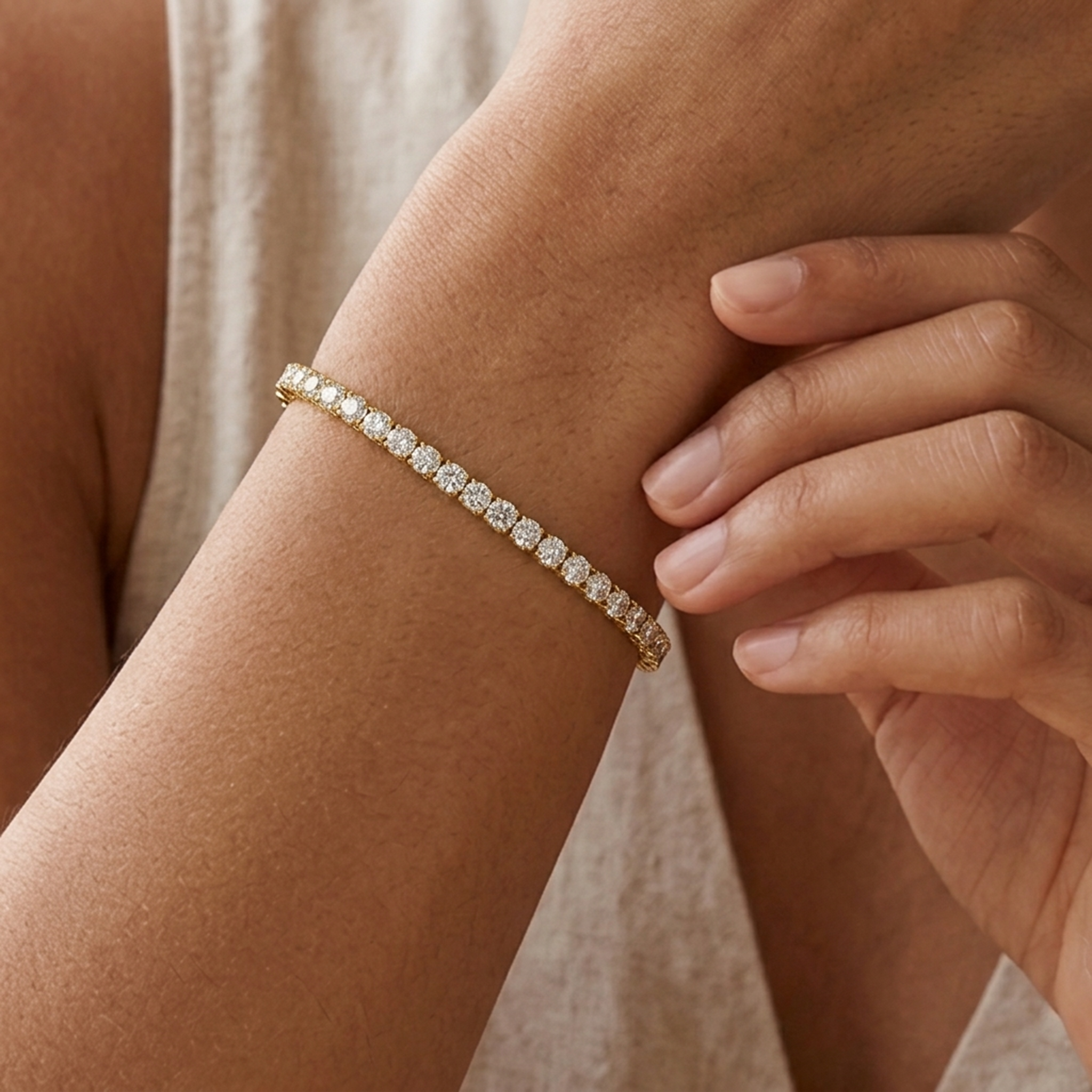 Shimansky 7 TCW Classic Diamond Tennis Bracelet in 14K Yellow Model View