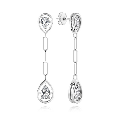 Saturn Pear Diamond Drop Earrings