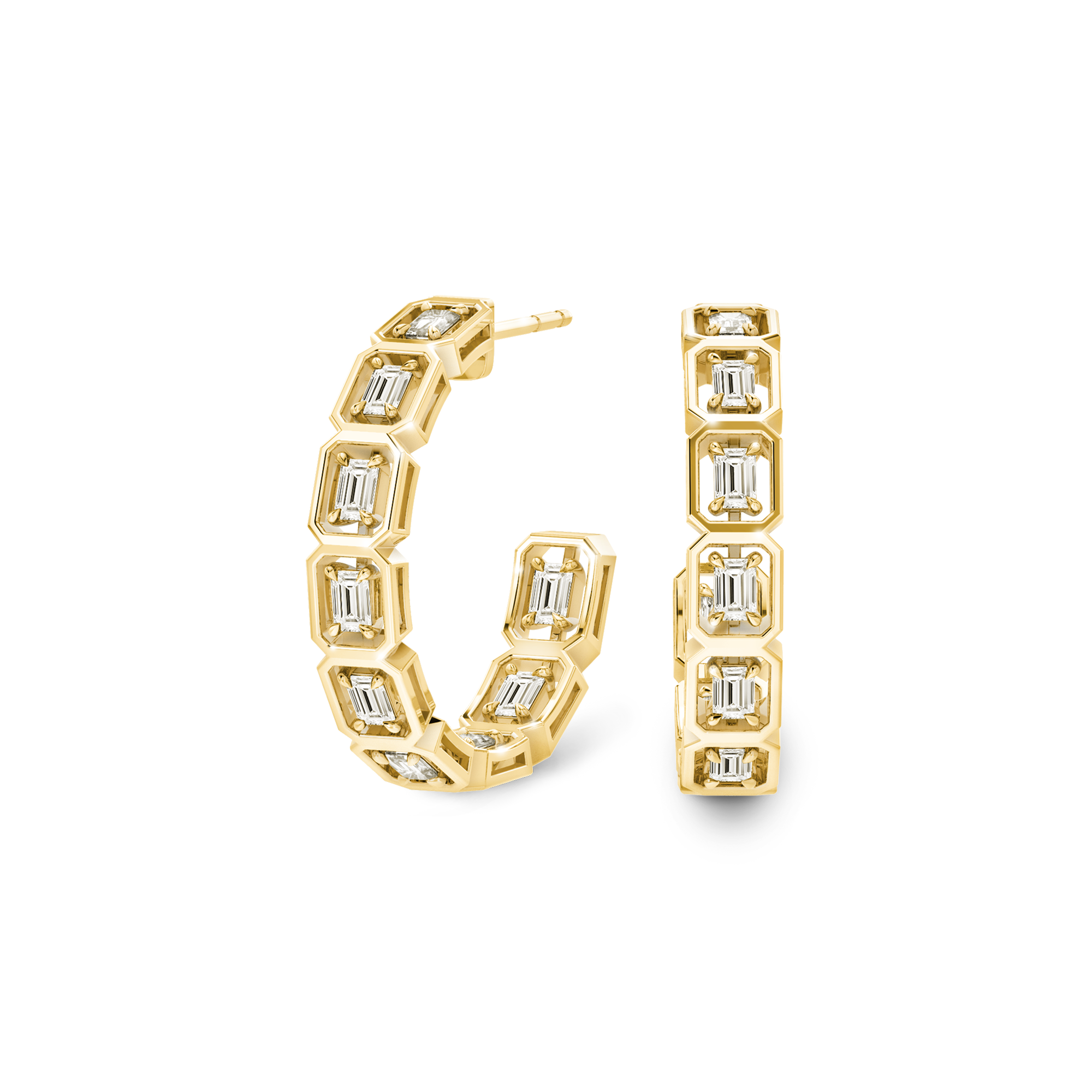 Saturn Emerald Diamond Hoops - Shimansky Jewelry