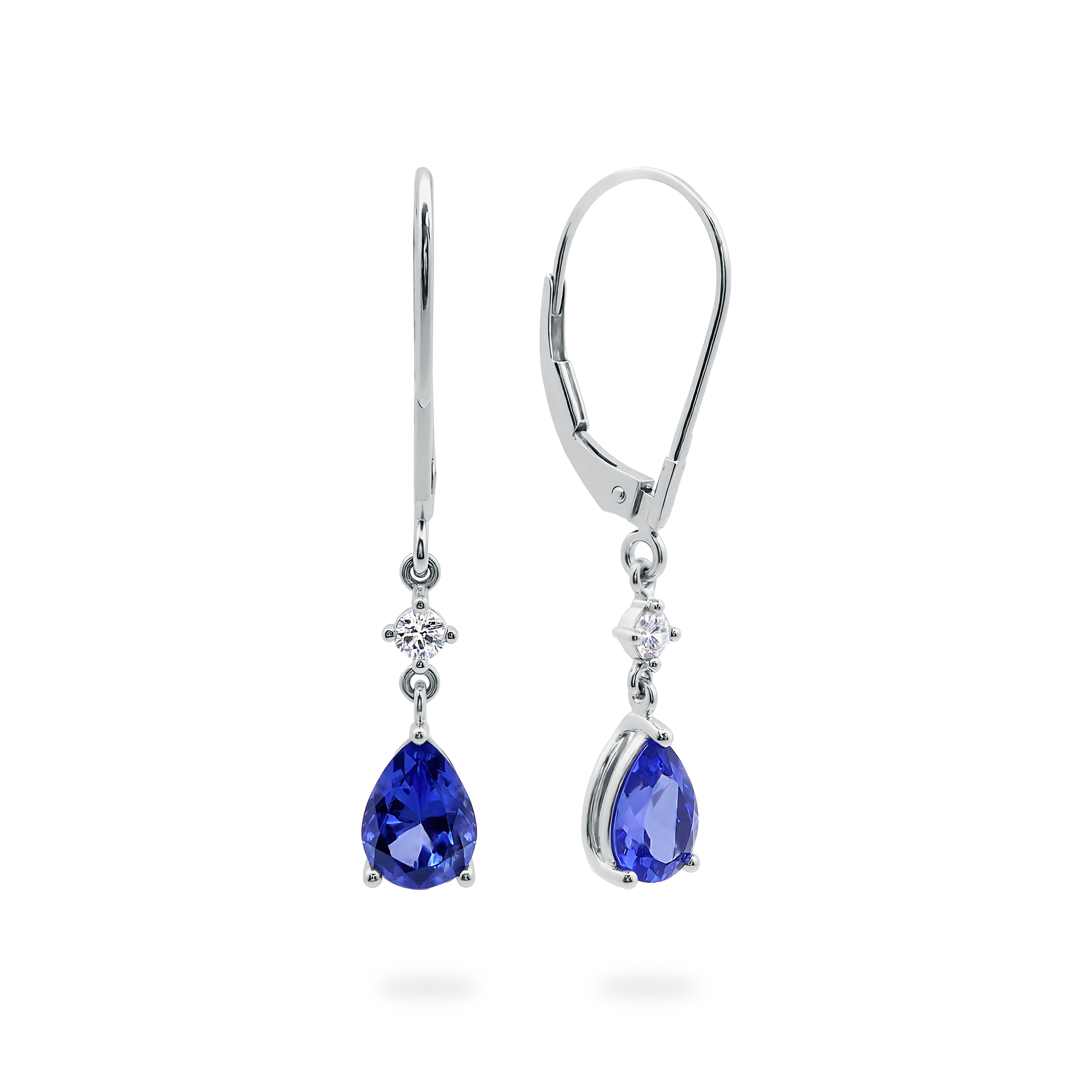 Boucles d'oreilles poire tanzanite et diamant