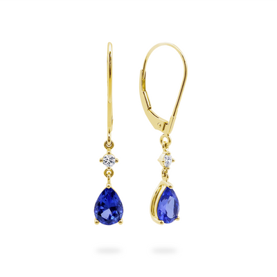 Päron Tanzanite & Droppörhängen med diamanter