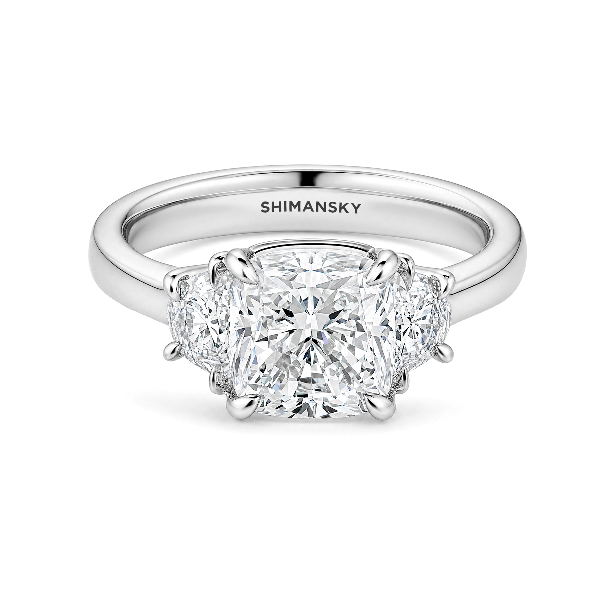 Cushion Diamond Side Stone Ring