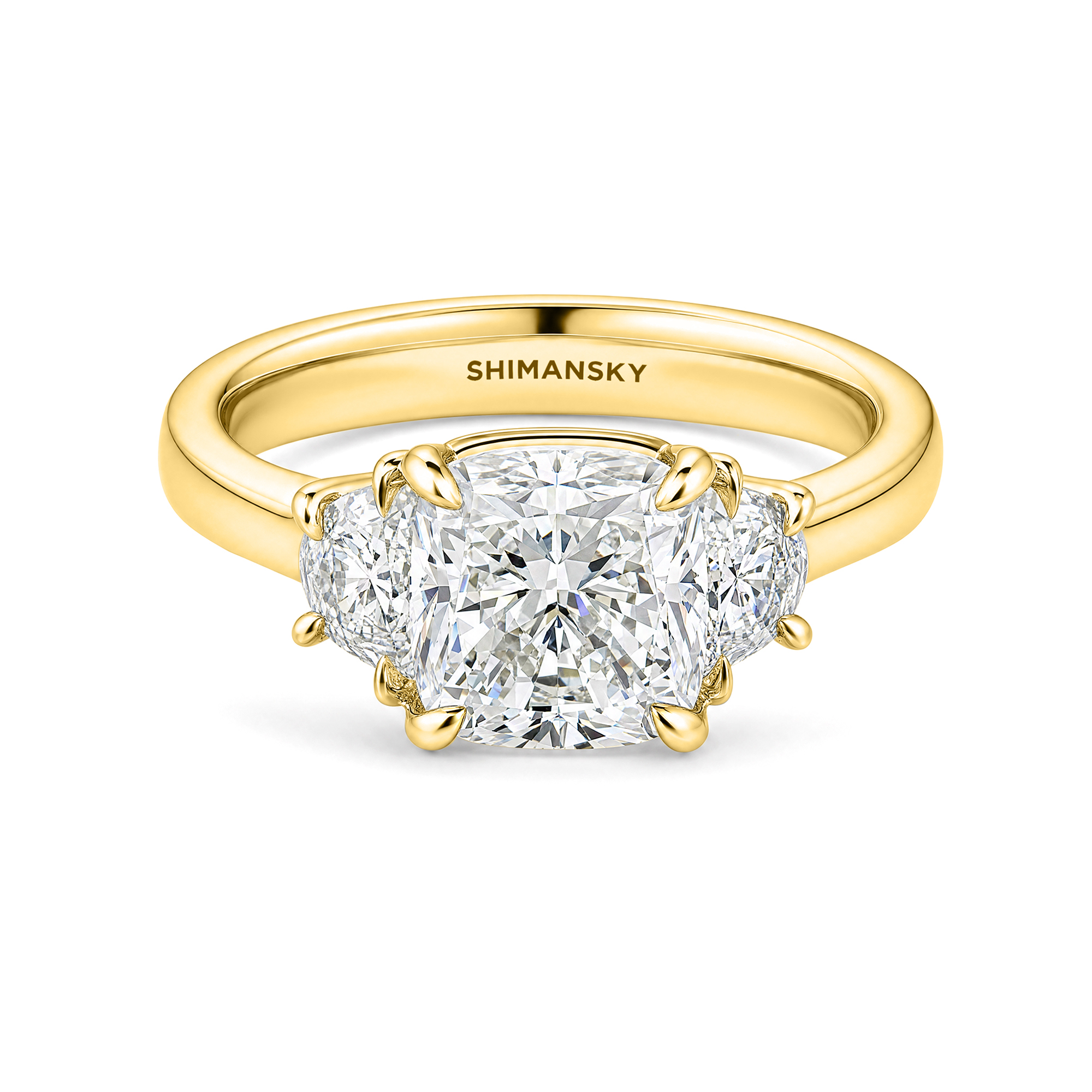 Cushion Diamond Side Stone Ring