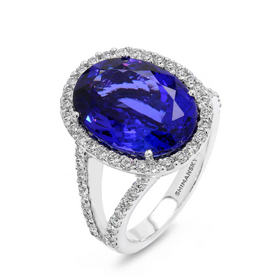 Tanzanite and Diamond Halo Ring
