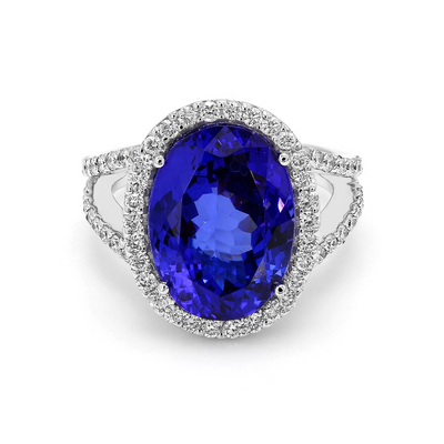 Tanzanite and Diamond Halo Ring