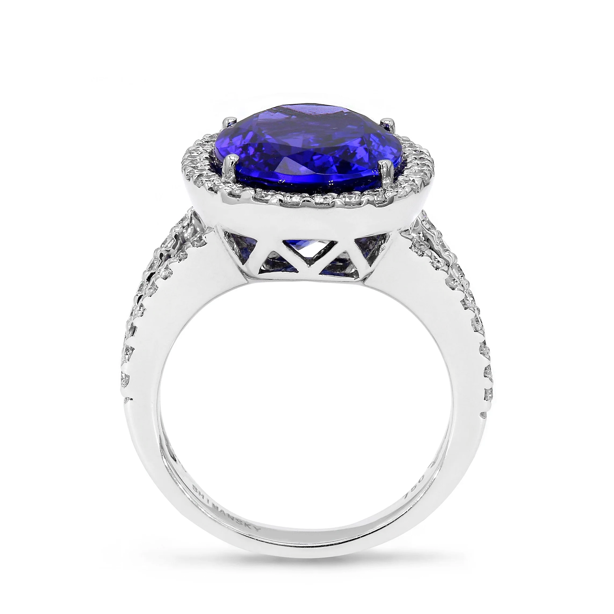 Tanzanite and Diamond Halo Ring