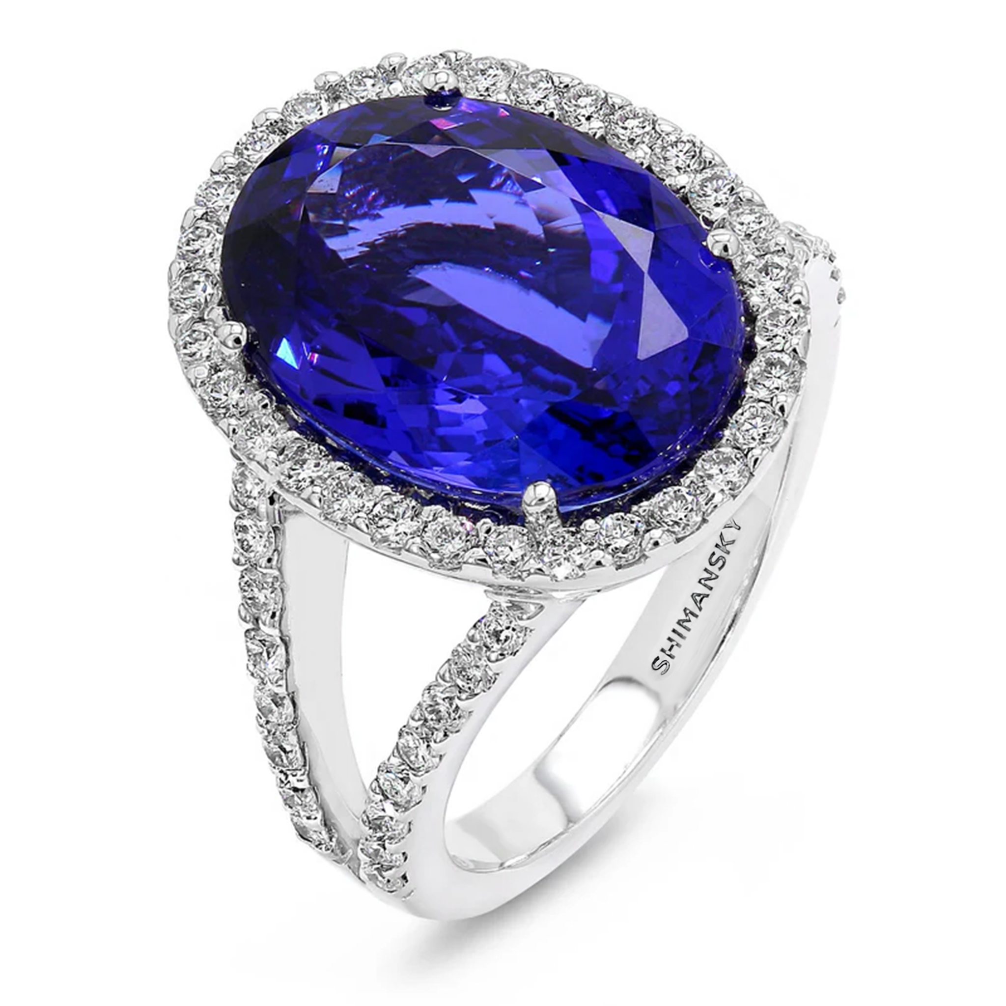 Tanzanite and Diamond Halo Ring