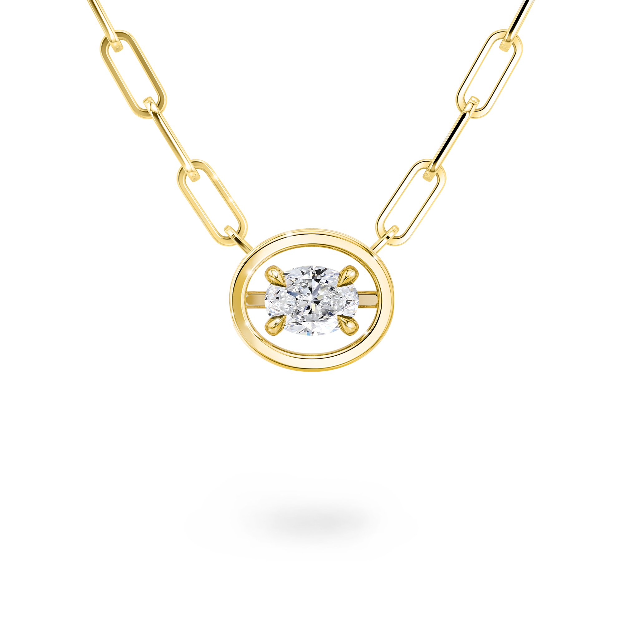 Saturn Oval Diamond Necklace