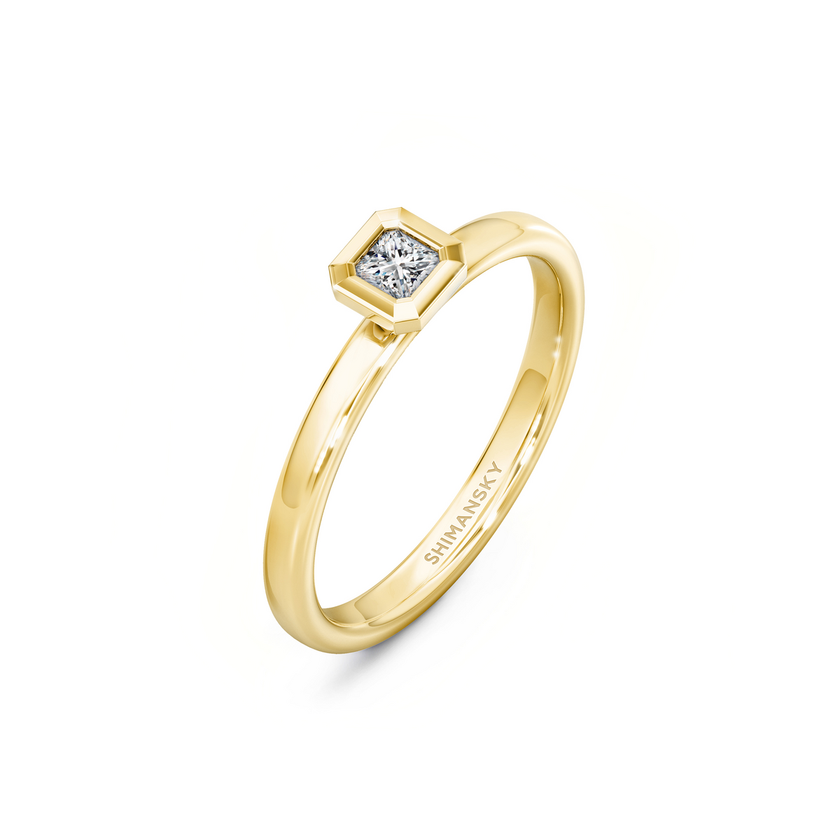 My Girl Diamond Tube Set Ring - 0.1ct - 18K Yellow Gold