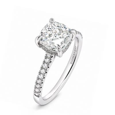 <tc>My Girl</tc> Bague de fiançailles sertie de diamants coussin micro-sertis