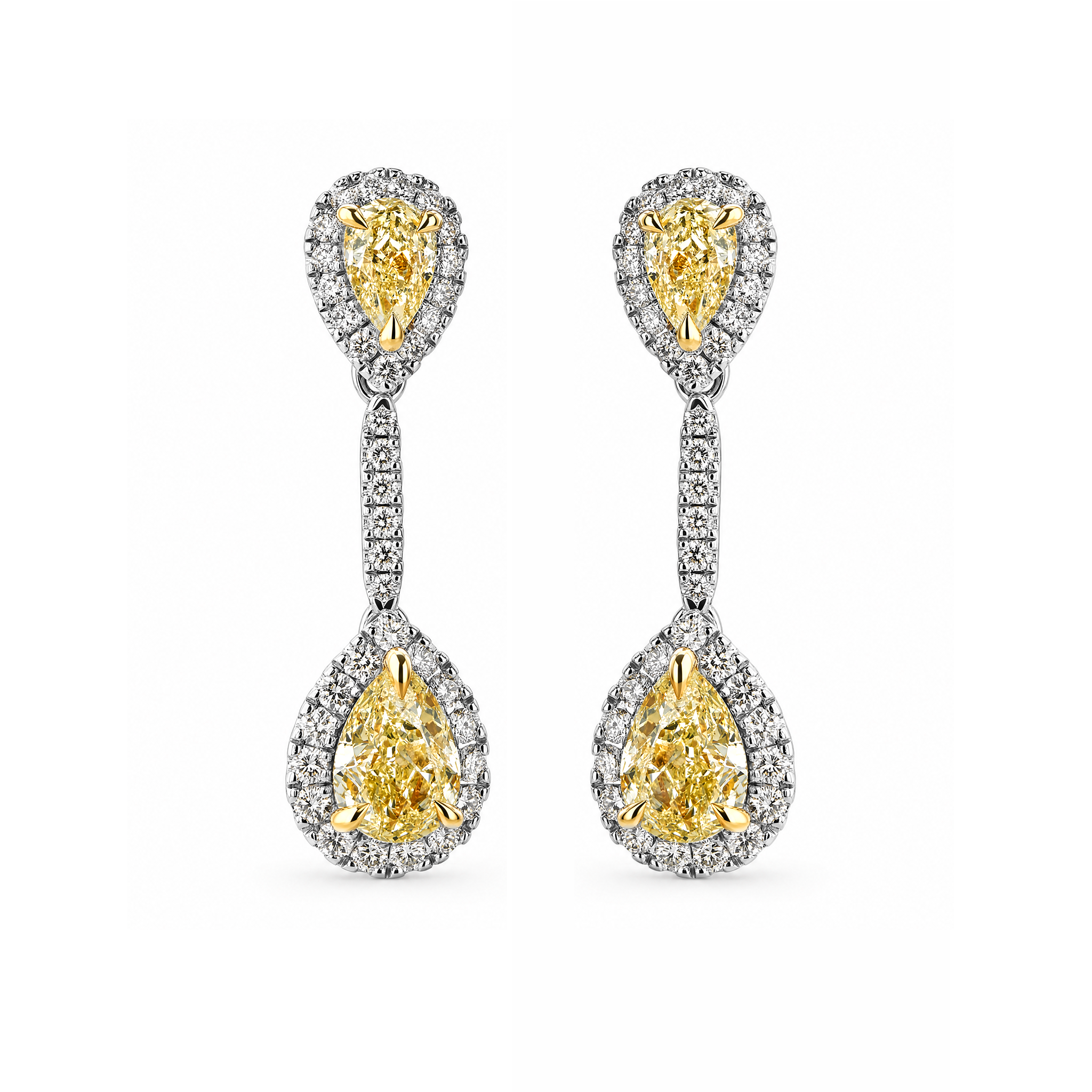 Pear Fancy Yellow Dangling Earrings