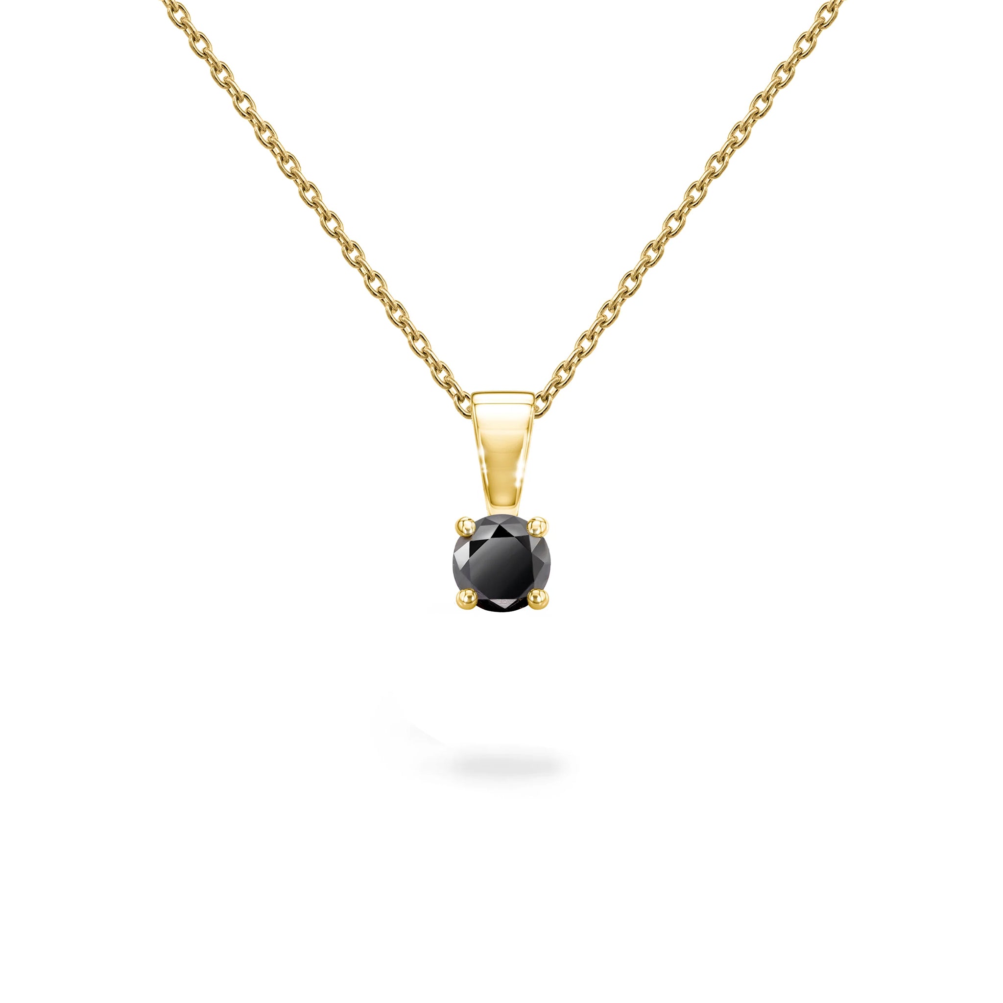 Shimansky Round Black Diamond Solitaire Pendant in 18 Yellow Gold - Front View