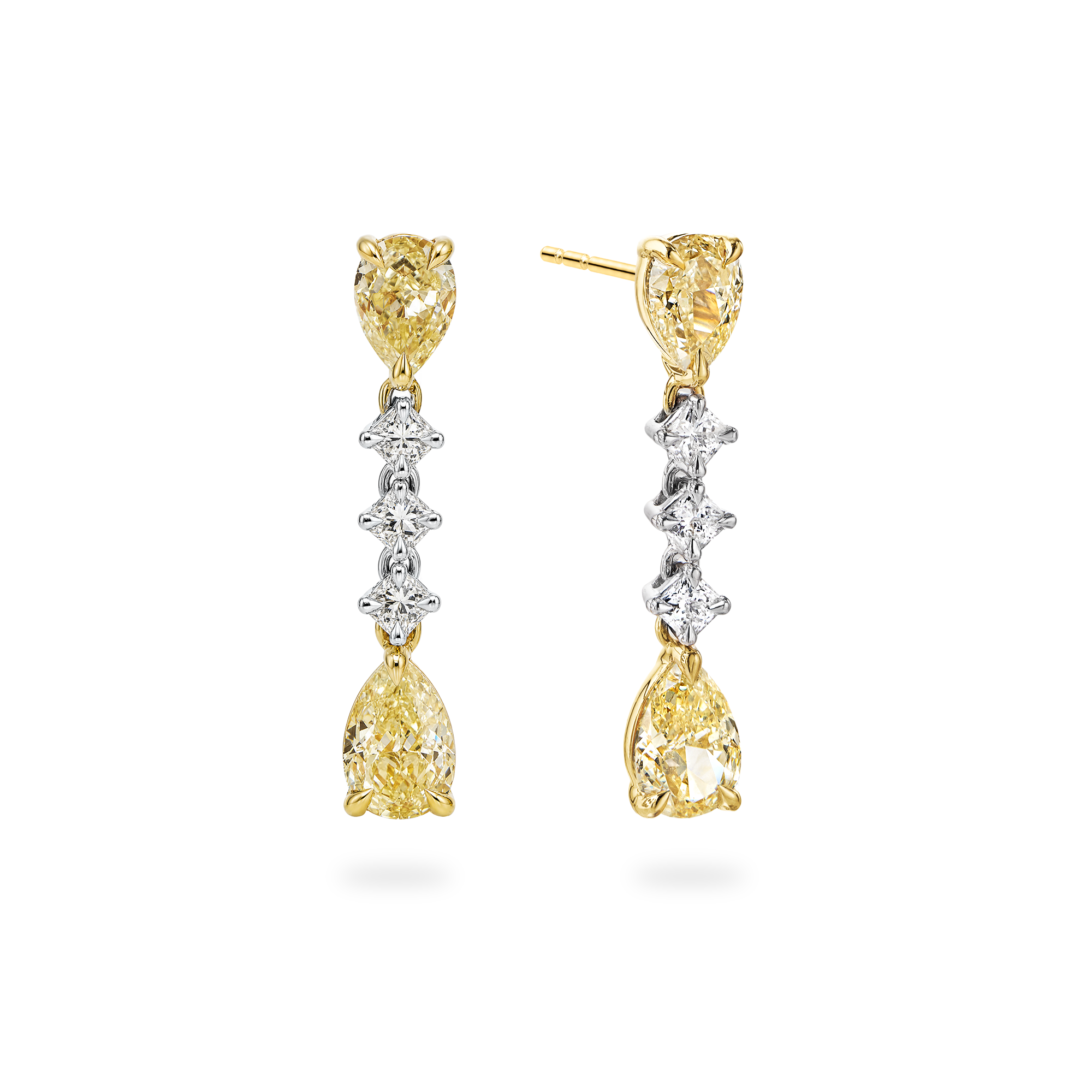 Pear Yellow Diamond Drop Earrings